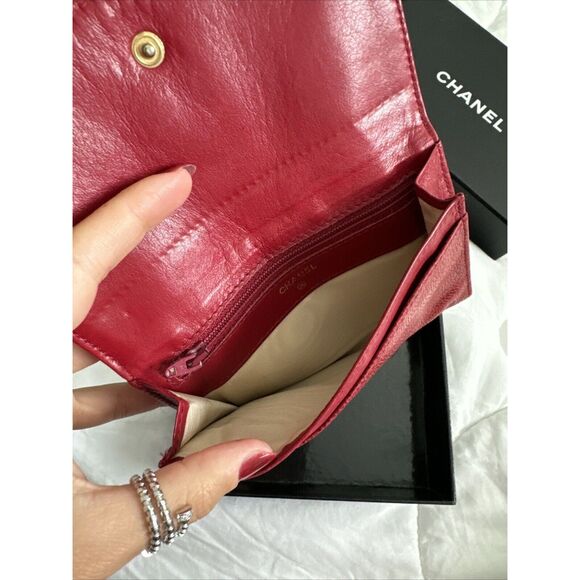 CHANEL Red Caviar Leather Timeless French Wallet W/Box - Picture 9 of 16